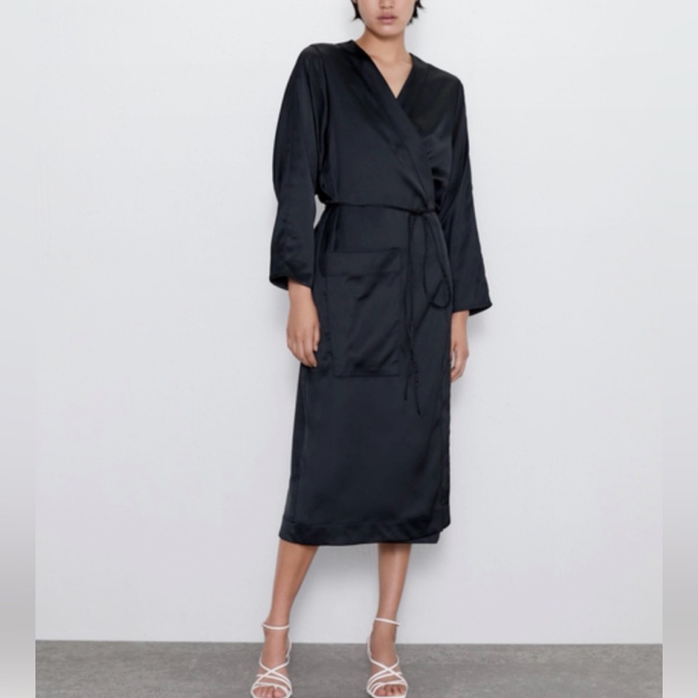 Zara Satin Black Robe